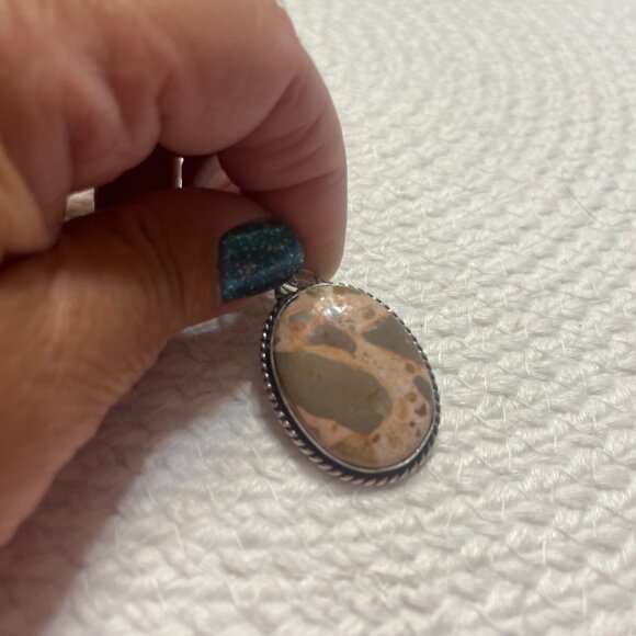 Natural ASTEROID JASPER Handmade Sterling 925 Pendant/Chain #588D - Picture 3 of 3